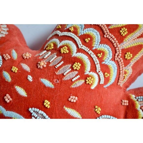 Opalhouse Jungalow Beaded Embroidered Velvet Dove Throw Pillow Orange - Picture 2 of 5